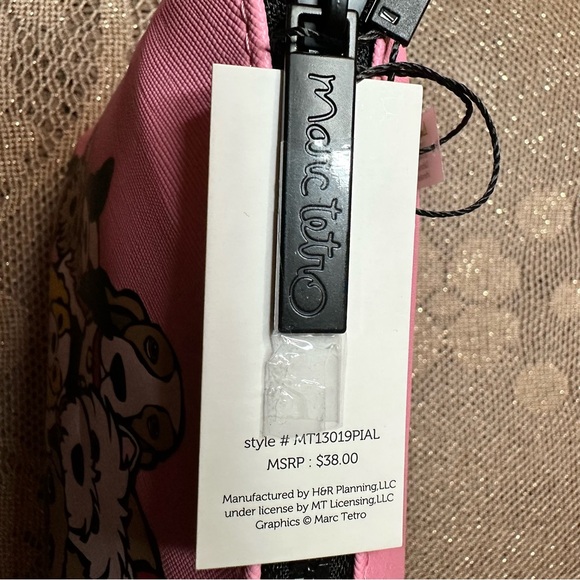 Marc Tetro Cosmetic Pouch - Pink w/ Dog Print - NWT $38 All My Dogs makeup bag - Picture 3 of 9